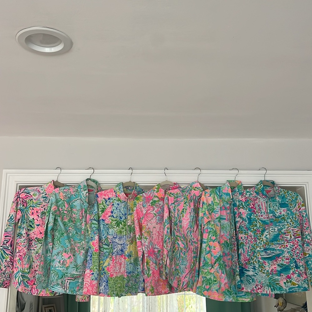 🦄HTF Lilly Pulitzer Skipper Popovers half-zip set of 7!!! 5XS+2S like new & NWT